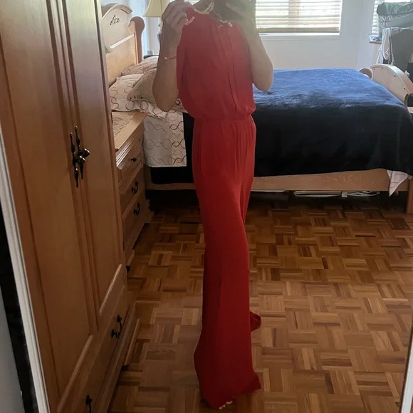 Stunning BCBG red orange long jumpsuit - Picture 1 of 3